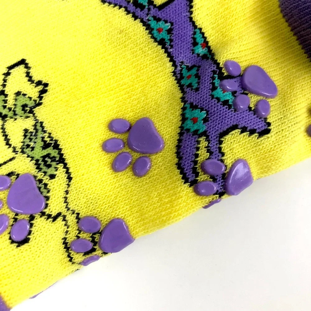 SOLD Women’s Cat Slipper Socks Paw-Print PVC Grip Dots. - Picture 4 of 5